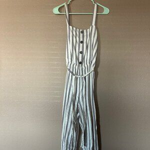 Striped Light Blue and White Romper - Large